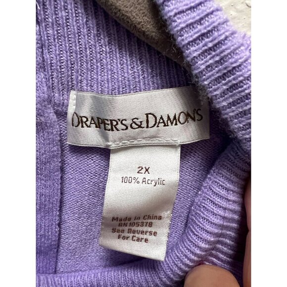Drapers and Damons Sweater Faux Turtle Neck Lavender Size 2x - Picture 3 of 6